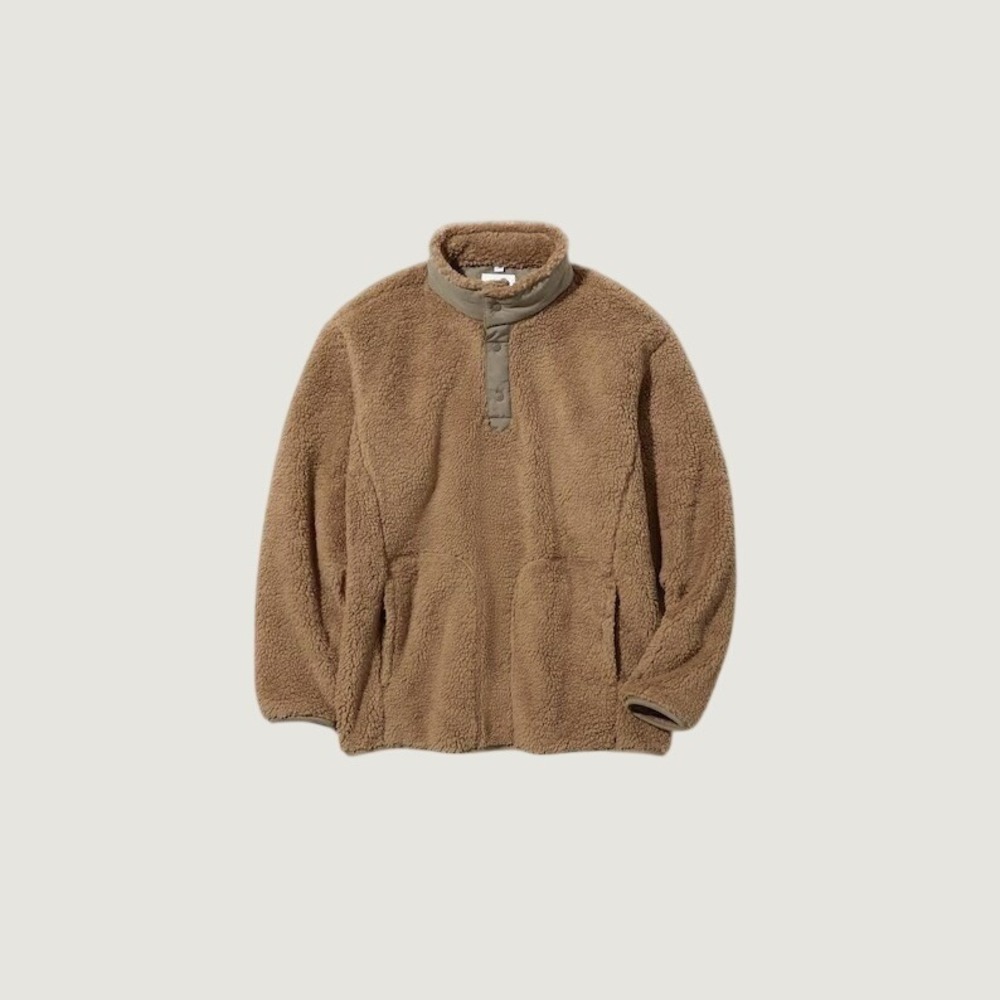 Uniqlo White‎ Mountaineering Fleece Oversized Pullover Brown Small